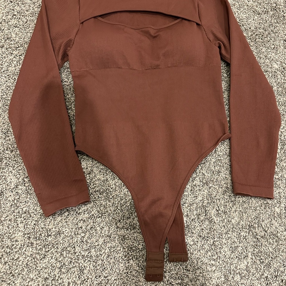 Brown Long Sleeve Bodysuit-never worn